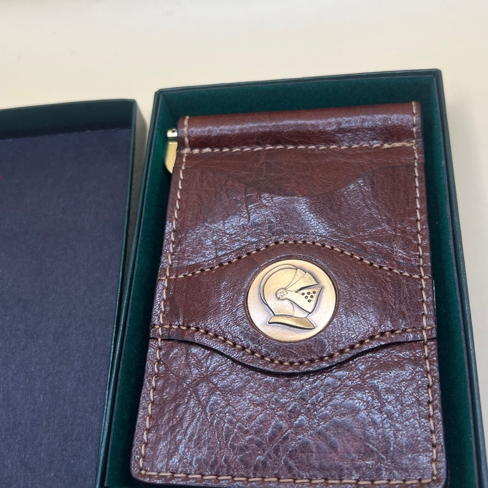 Rare Men's Palm West Knight Brown Leather Wallet Money Clip NIB
